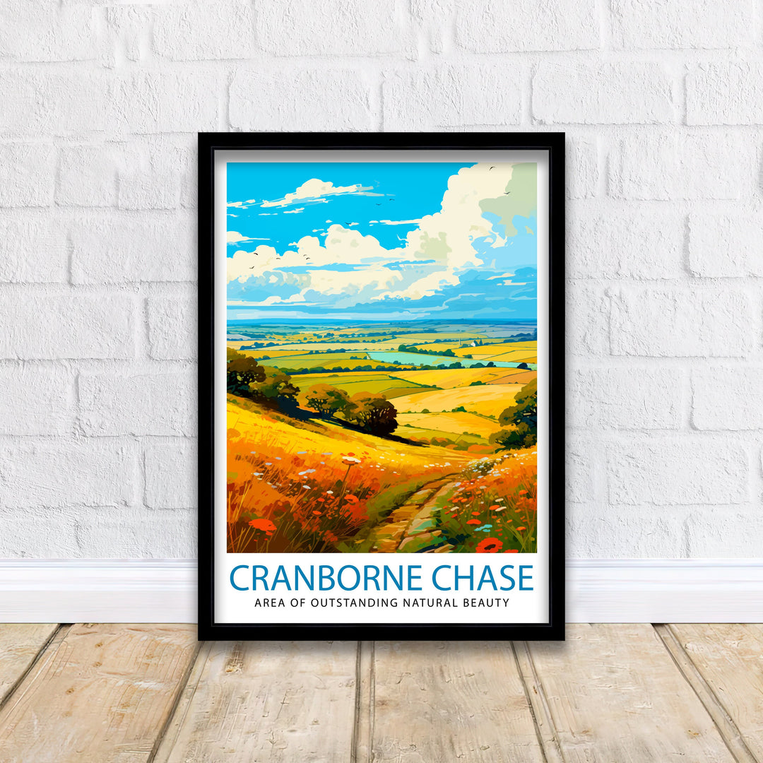 Cranborne Chase AONB Poster English Countryside Art Rural Landscape Poster Dorset Wiltshire Scenery