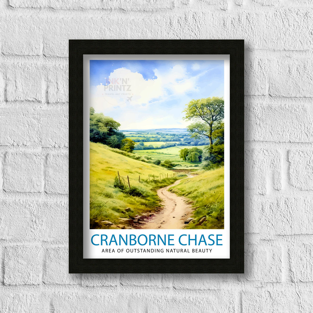 Cranborne Chase AONB Poster English Countryside Art Rural Landscape Poster Dorset Wiltshire Scenery