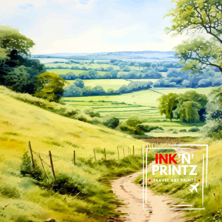 Cranborne Chase AONB Poster English Countryside Art Rural Landscape Poster Dorset Wiltshire Scenery