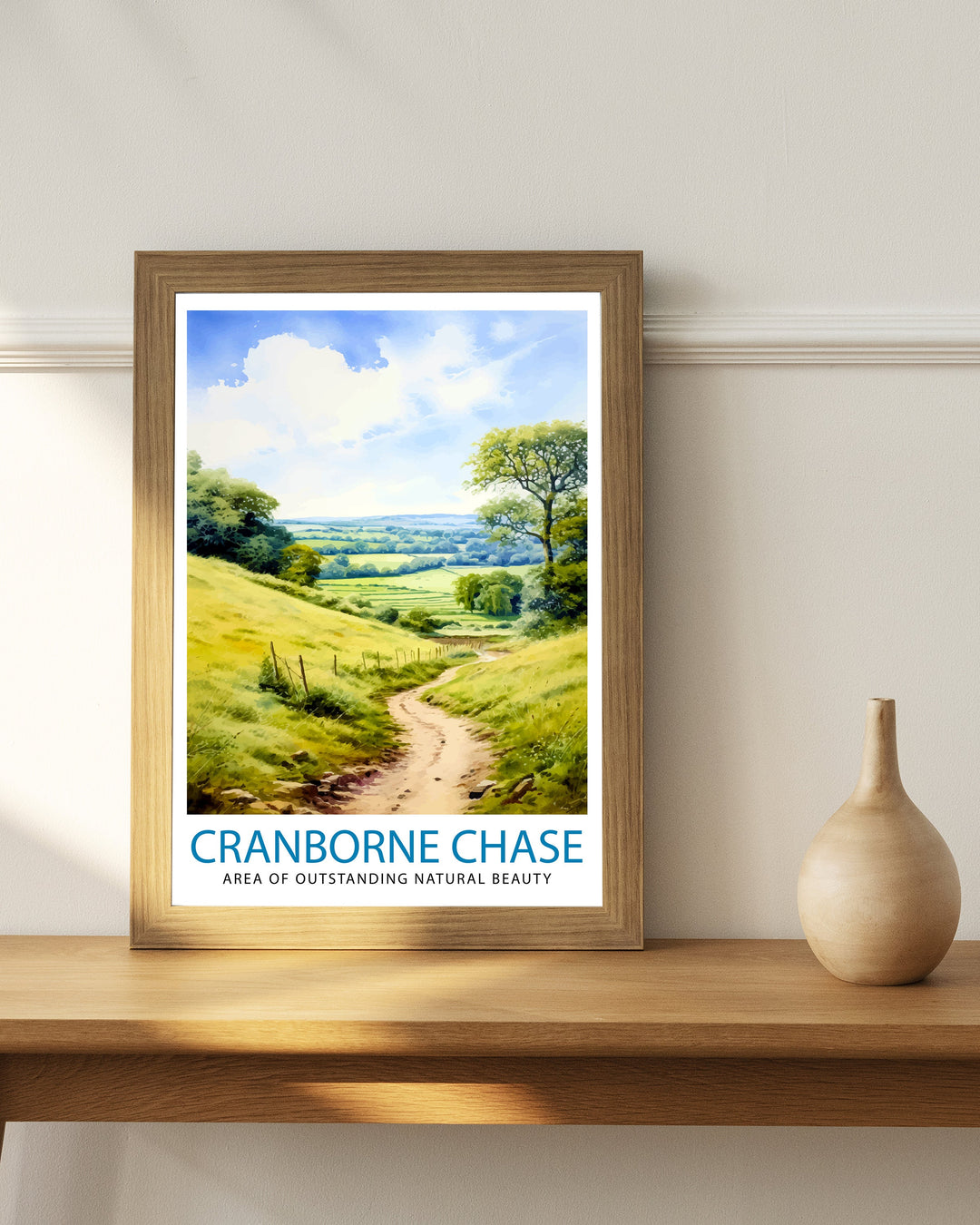 Cranborne Chase AONB Poster English Countryside Art Rural Landscape Poster Dorset Wiltshire Scenery