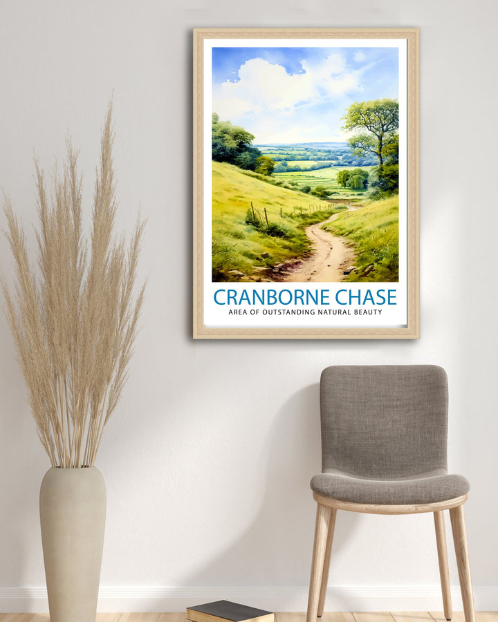 Cranborne Chase AONB Poster English Countryside Art Rural Landscape Poster Dorset Wiltshire Scenery