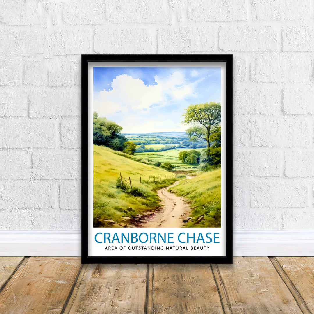 Cranborne Chase AONB Poster English Countryside Art Rural Landscape Poster Dorset Wiltshire Scenery