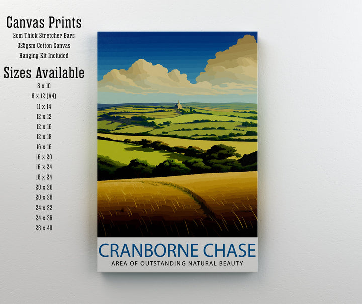 Cranborne Chase AONB Poster English Countryside Art Rural Landscape Poster Dorset Wiltshire Scenery