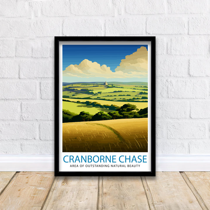 Cranborne Chase AONB Poster English Countryside Art Rural Landscape Poster Dorset Wiltshire Scenery