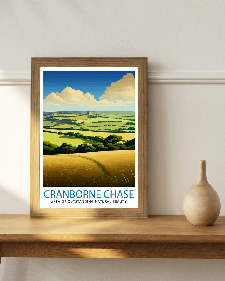 Cranborne Chase AONB Poster English Countryside Art Rural Landscape Poster Dorset Wiltshire Scenery