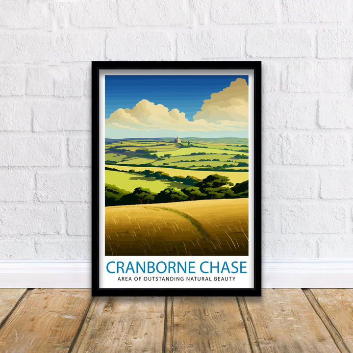 Cranborne Chase AONB Poster English Countryside Art Rural Landscape Poster Dorset Wiltshire Scenery