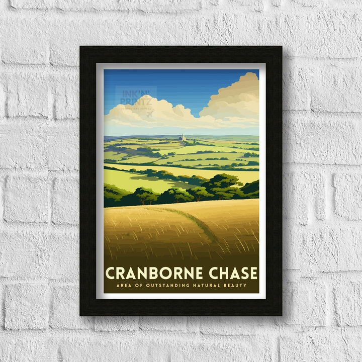 Cranborne Chase AONB Poster English Countryside Art Rural Landscape Poster Dorset Wiltshire Scenery