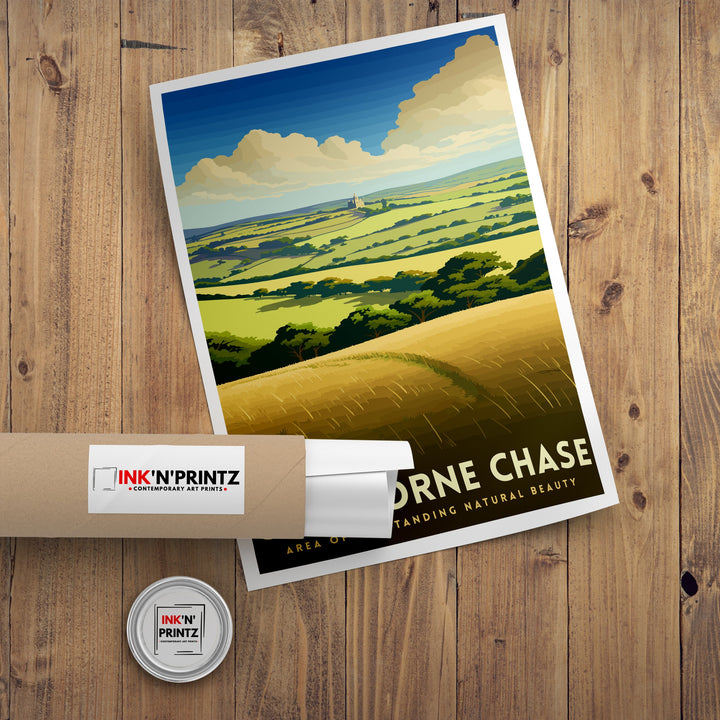 Cranborne Chase AONB Poster English Countryside Art Rural Landscape Poster Dorset Wiltshire Scenery