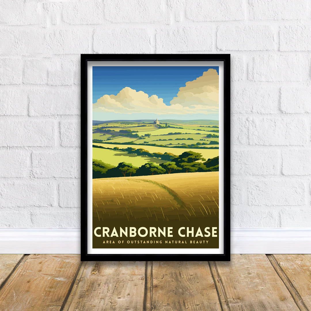 Cranborne Chase AONB Poster English Countryside Art Rural Landscape Poster Dorset Wiltshire Scenery