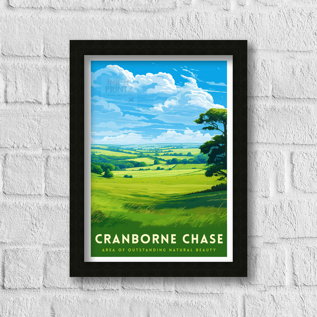 Cranborne Chase AONB Poster English Countryside Art Rural Landscape Poster Dorset Wiltshire Scenery