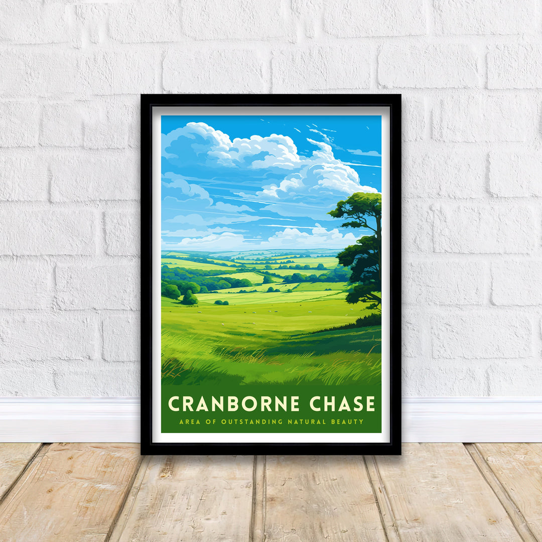 Cranborne Chase AONB Poster English Countryside Art Rural Landscape Poster Dorset Wiltshire Scenery