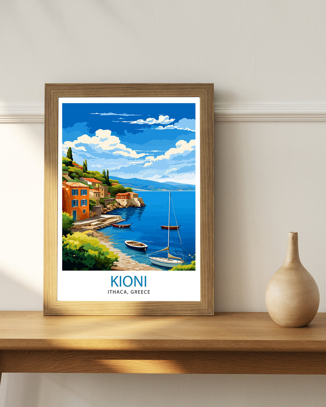 Kioni Ithaca Greece Poster Greek Island Art Kioni Village Poster Ionian Sea