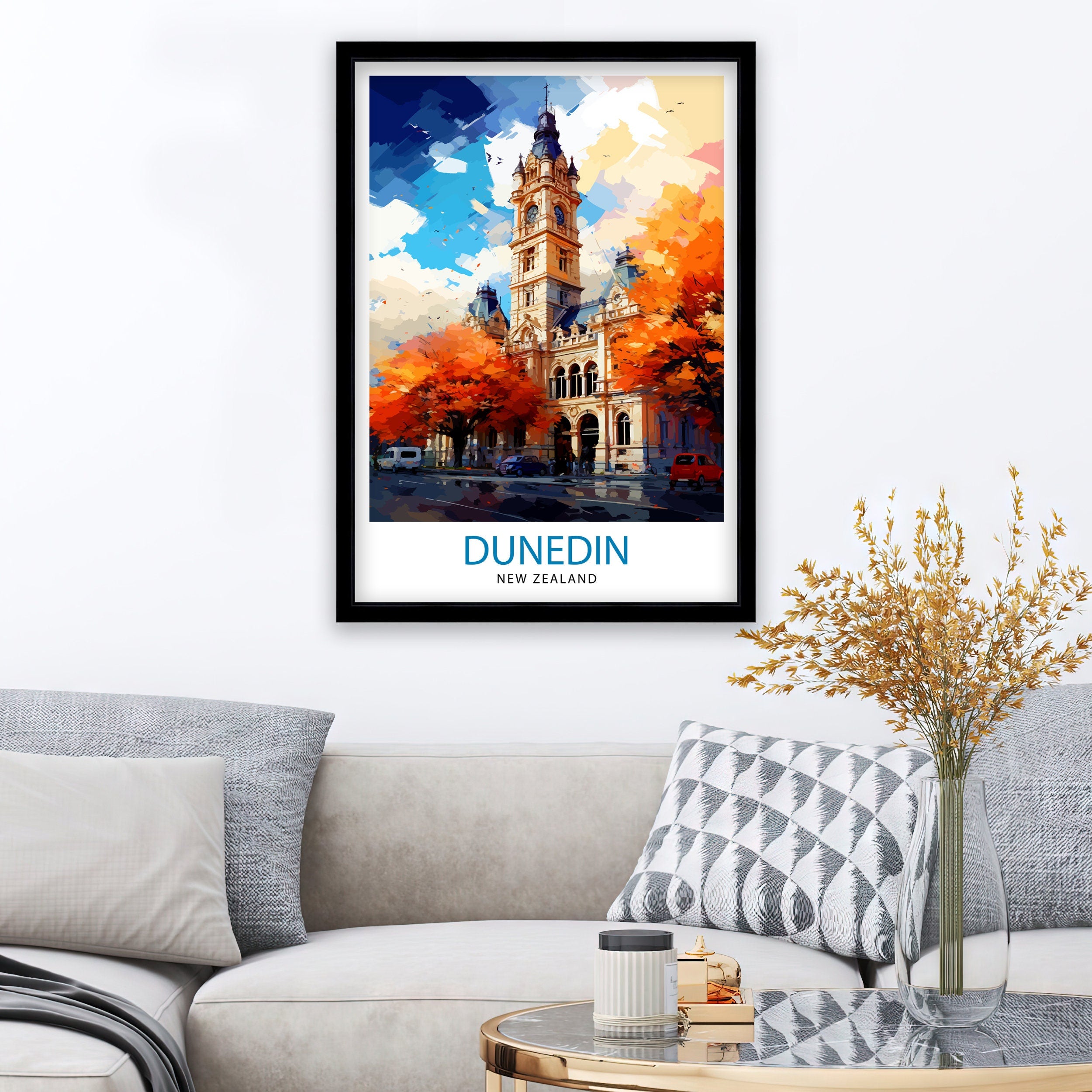 Dunedin New Zealand Print Otago Peninsula Art Dunedin Cityscape Poster New Zealand Landscape Wall Art Southern Charm Decor