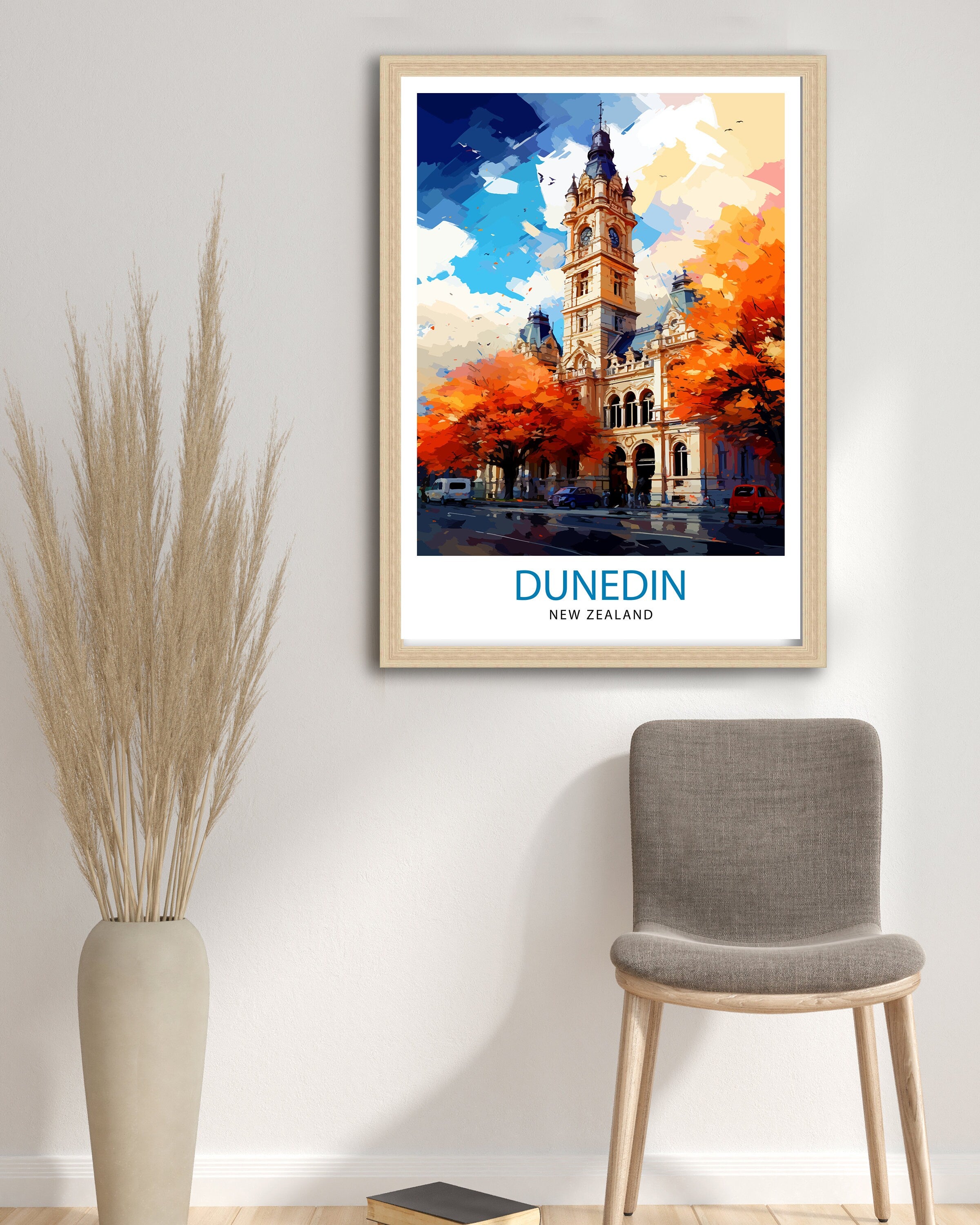 Dunedin New Zealand Print Otago Peninsula Art Dunedin Cityscape Poster New Zealand Landscape Wall Art Southern Charm Decor