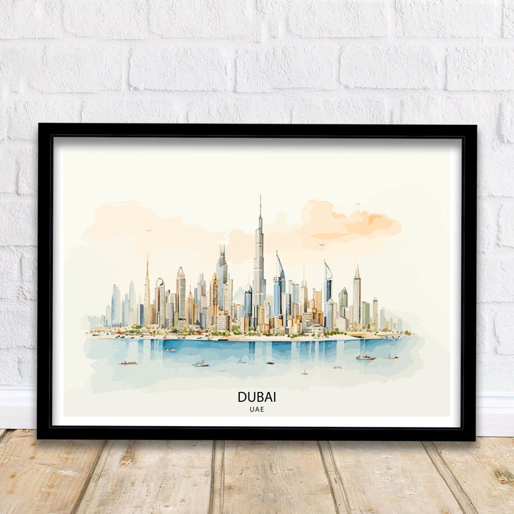 Dubai UAE Poster Modern Cityscape Art Dubai Skyline Poster Burj Khalifa