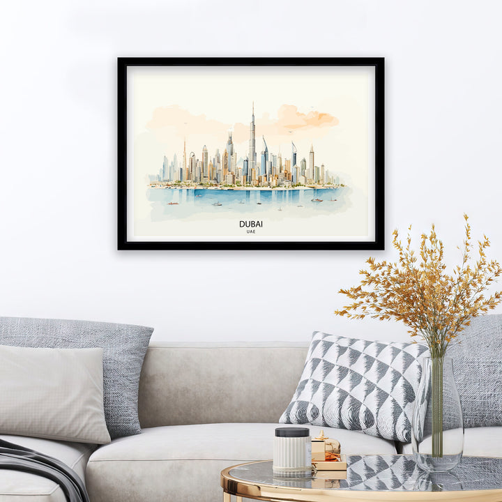 Dubai UAE Poster Modern Cityscape Art Dubai Skyline Poster Burj Khalifa