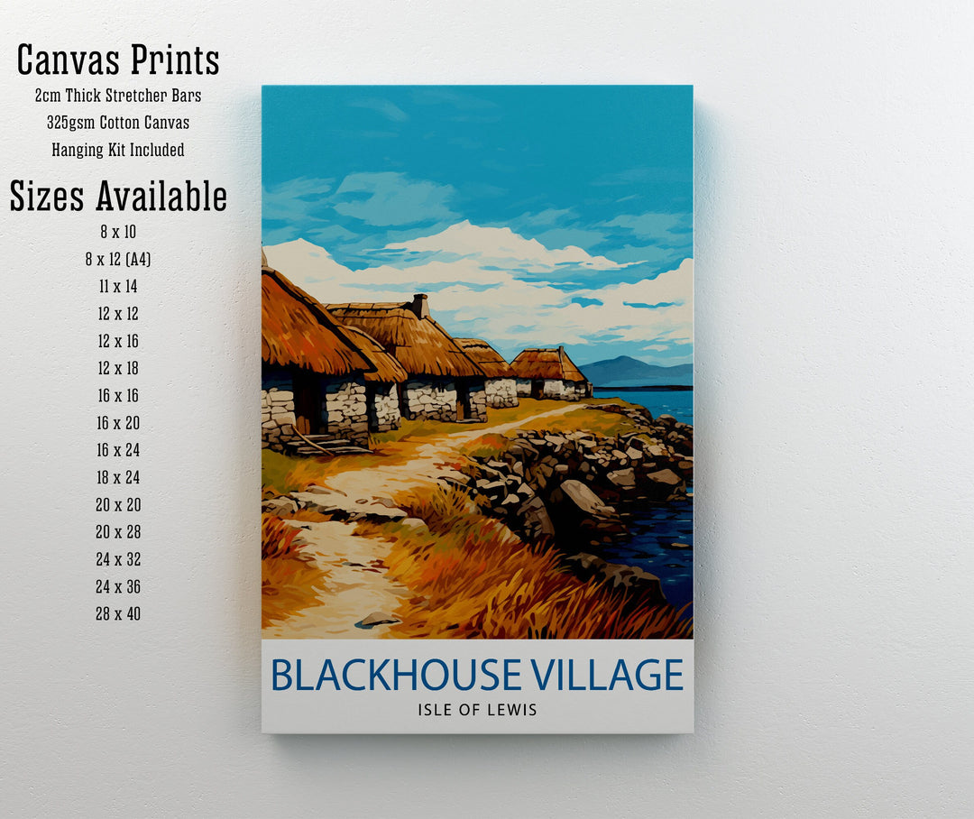 Blackhouse Village Isle of Lewis Poster Scottish Traditional Homes Art Hebridean Culture Poster Scotland Rural Landscape