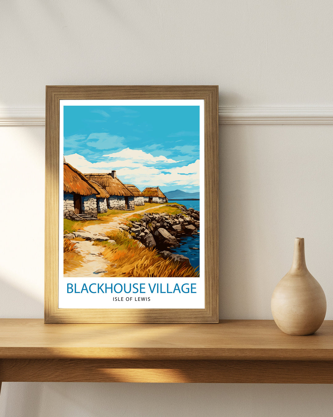 Blackhouse Village Isle of Lewis Poster Scottish Traditional Homes Art Hebridean Culture Poster Scotland Rural Landscape