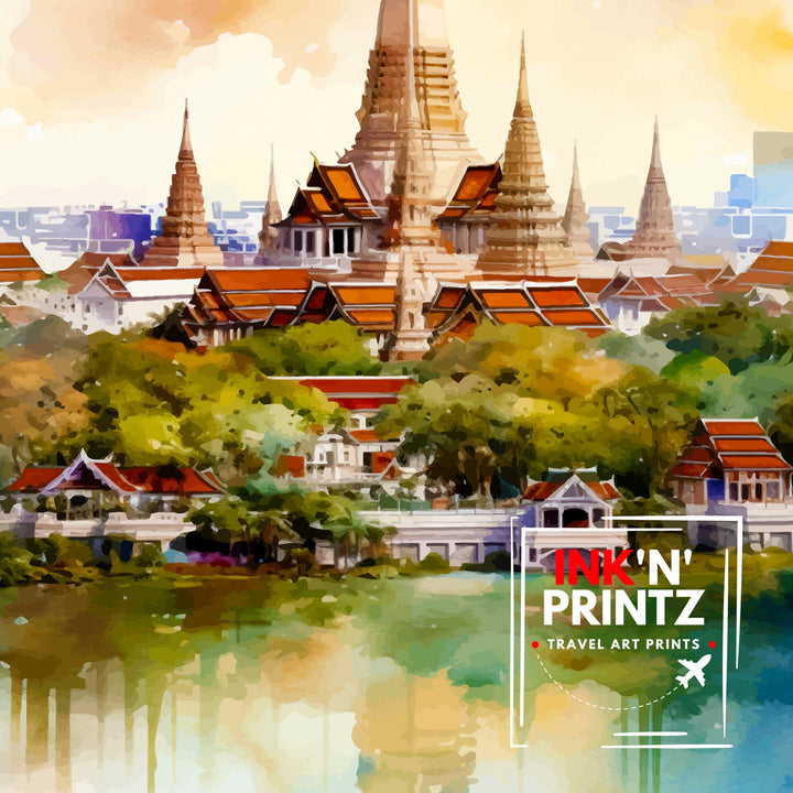 Bangkok Thailand Travel Print Bangkok Wall Decor Thailand Illustration Bangkok Travel Poster Gift for Thailand Travel Thailand Home Decor