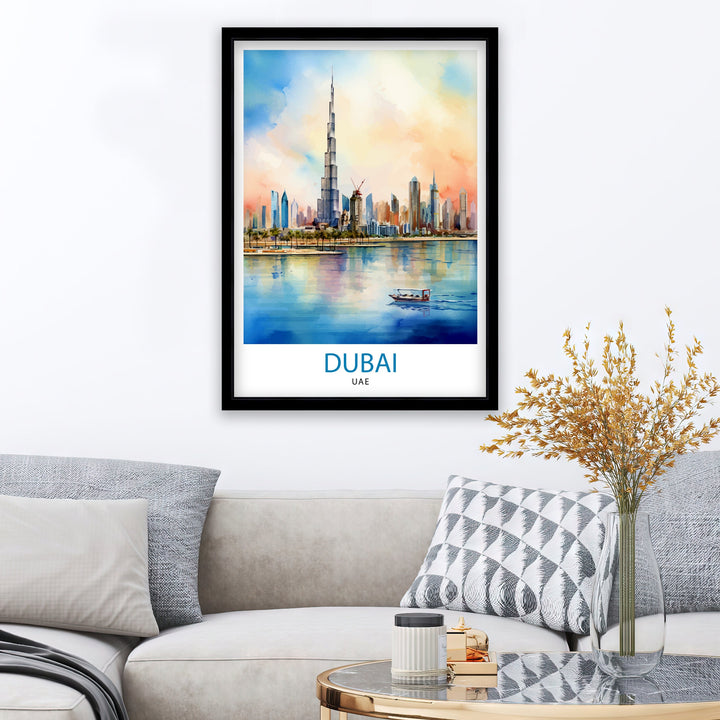 Dubai UAE Travel Print Dubai Wall Decor Dubai Home Living Decor Dubai Illustration Travel Poster Gift For Dubai UAE Home Decor