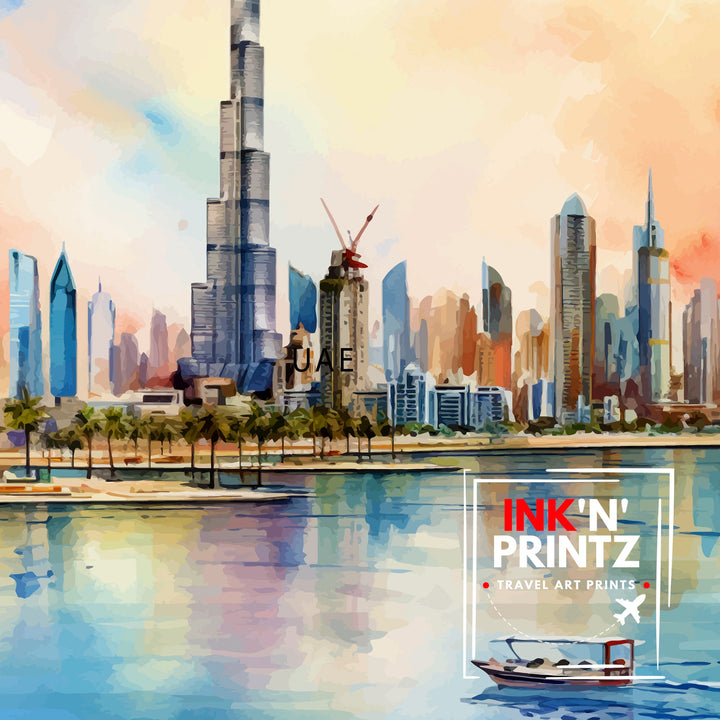 Dubai UAE Travel Print Dubai Wall Decor Dubai Home Living Decor Dubai Illustration Travel Poster Gift For Dubai UAE Home Decor