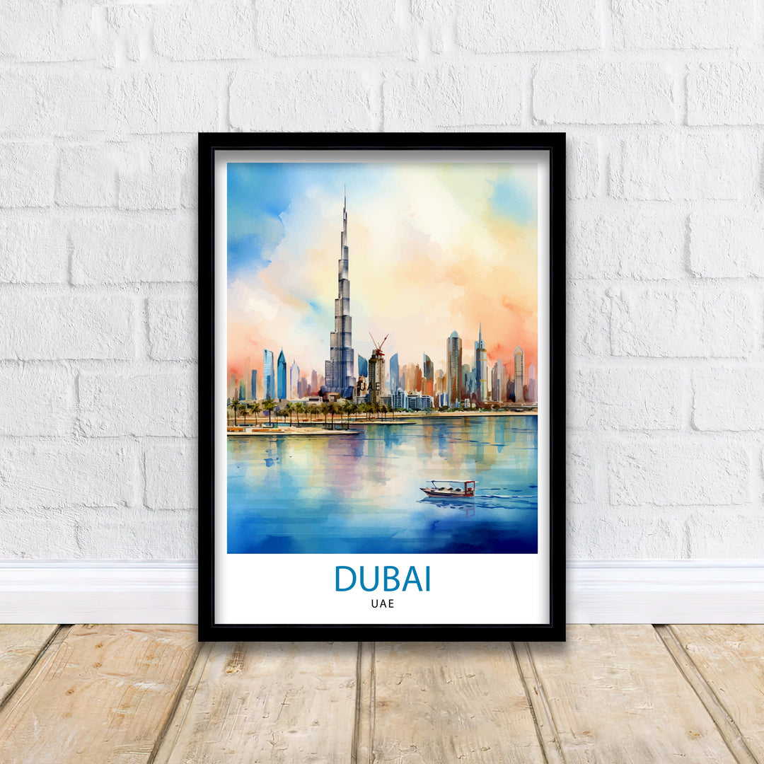 Dubai UAE Travel Print Dubai Wall Decor Dubai Home Living Decor Dubai Illustration Travel Poster Gift For Dubai UAE Home Decor