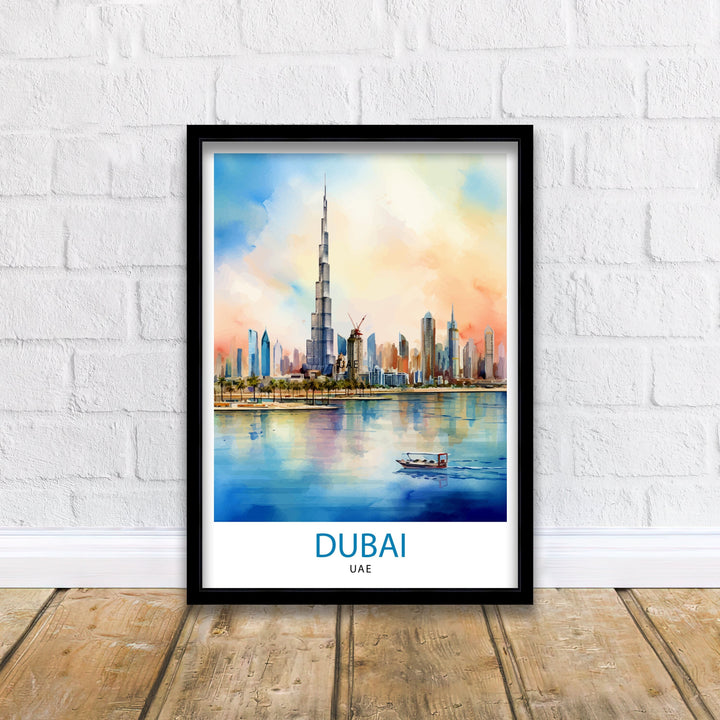 Dubai UAE Travel Print Dubai Wall Decor Dubai Home Living Decor Dubai Illustration Travel Poster Gift For Dubai UAE Home Decor