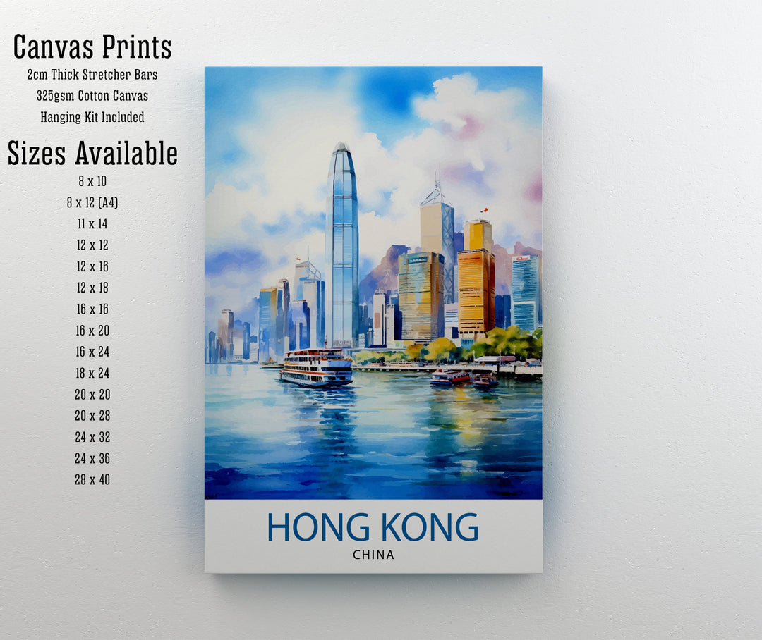 Hong Kong Travel Print | Hong Kong Poster | Hong Kong Art | Hong Kong Wall Art | Hong Kong Skyline | Hong Kong | Travel Poster | Hong Kong