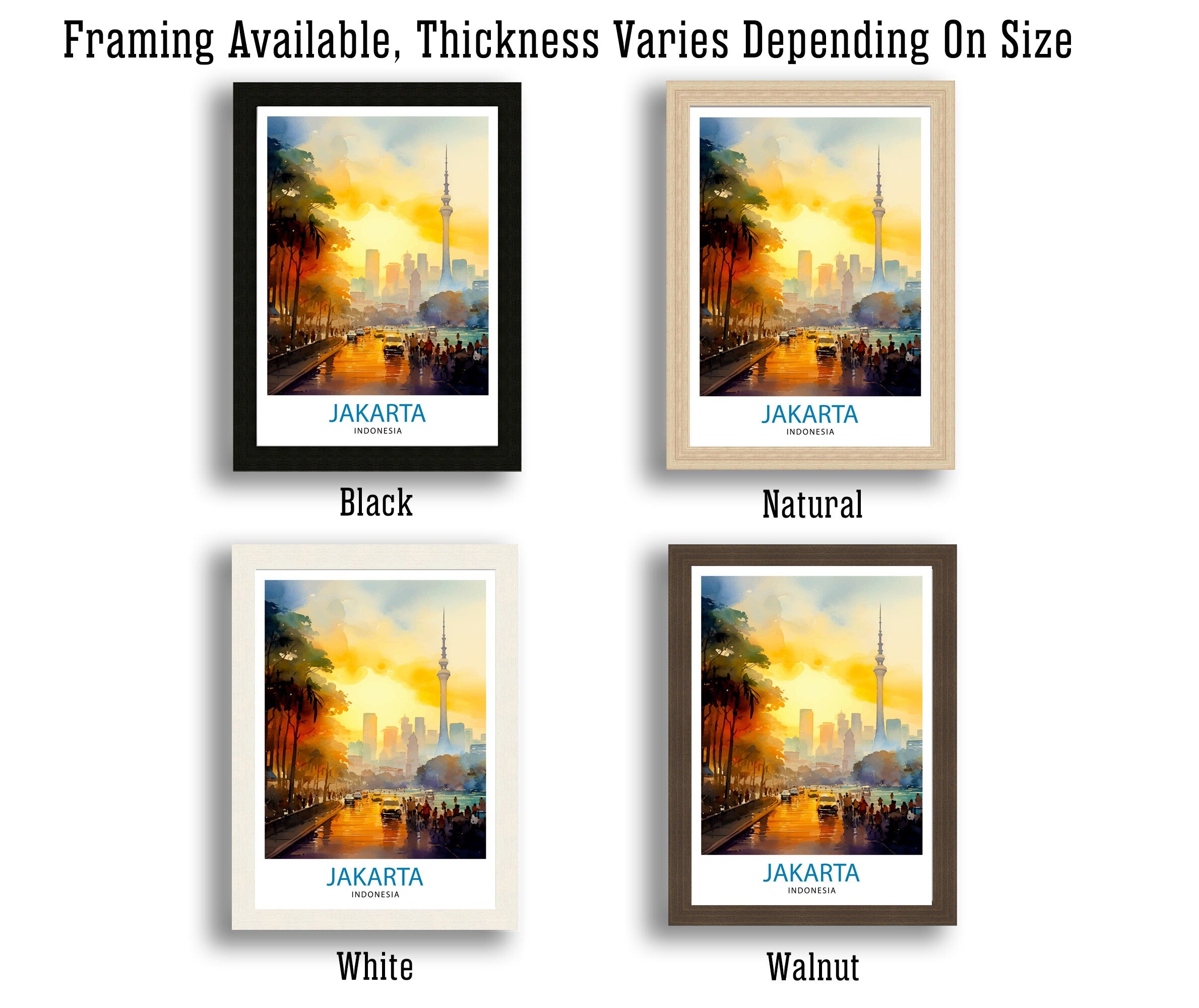 Jakarta Indonesia Skyline Print Vibrant Cityscape Art Jakarta Urban Poster Indonesian Capital Wall Decor Southeast Asia City Illustration