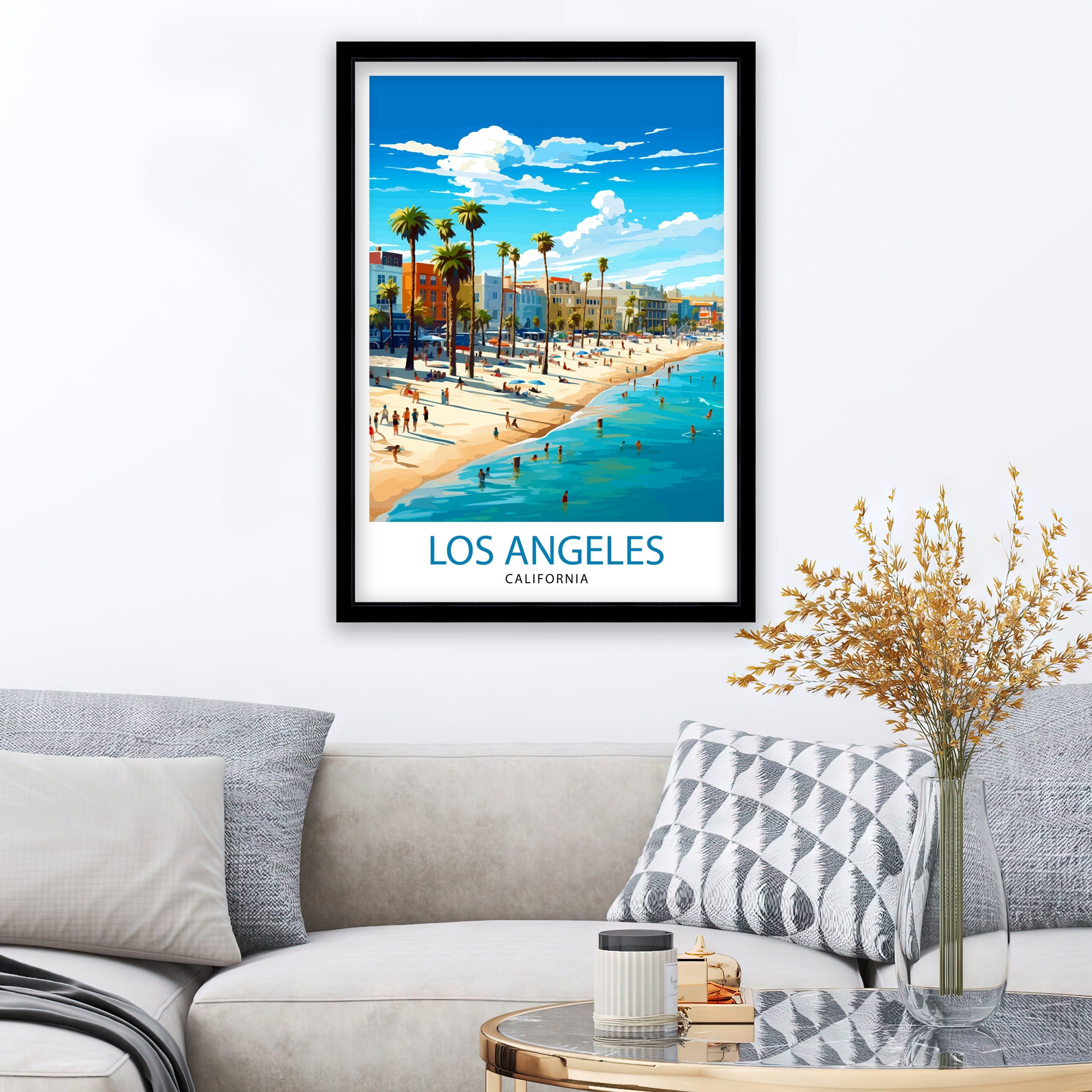 Los Angeles Travel Print| LA Wall Decor California Home Living Decor LA Illustration Travel Poster Gift for LA, California Home Decor