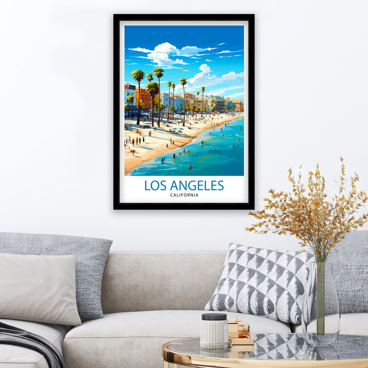 Los Angeles Travel Print| LA Wall Decor California Home Living Decor LA Illustration Travel Poster Gift for LA, California Home Decor