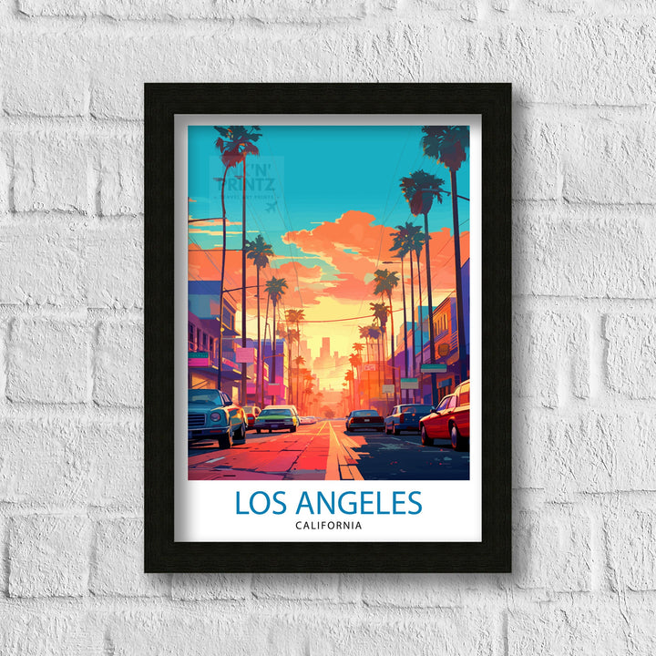 Los Angeles Travel Print| LA Wall Art California Travel Poster Los Angeles Skyline Illustration LA Cityscape Print Gift For LA Lover