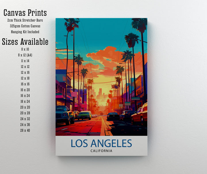 Los Angeles Travel Print| LA Wall Art California Travel Poster Los Angeles Skyline Illustration LA Cityscape Print Gift For LA Lover