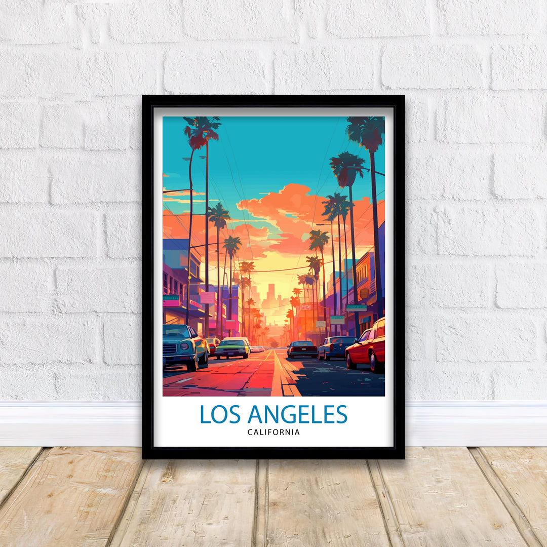 Los Angeles Travel Print| LA Wall Art California Travel Poster Los Angeles Skyline Illustration LA Cityscape Print Gift For LA Lover