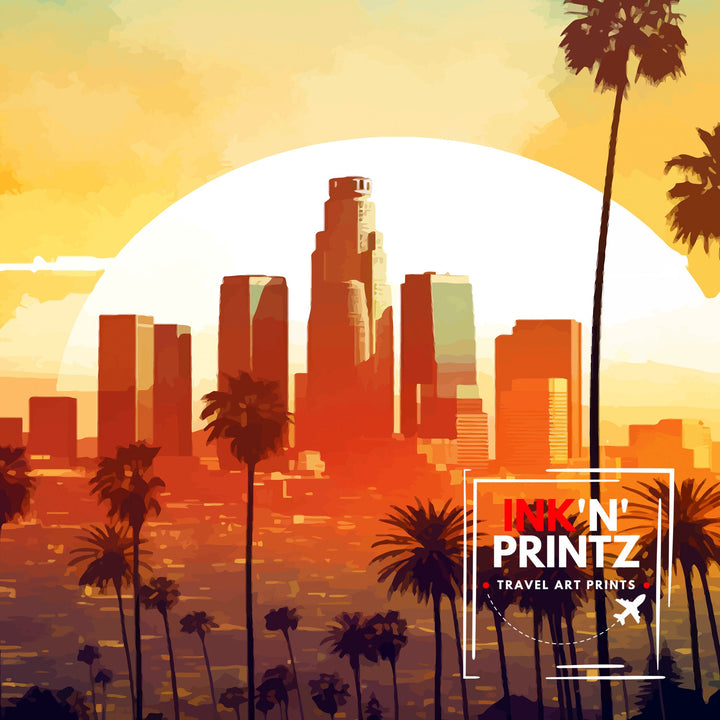 Los Angeles Travel Print| LA Wall Decor California Home Living Decor LA Illustration Travel Poster Gift for LA, California Home Decor