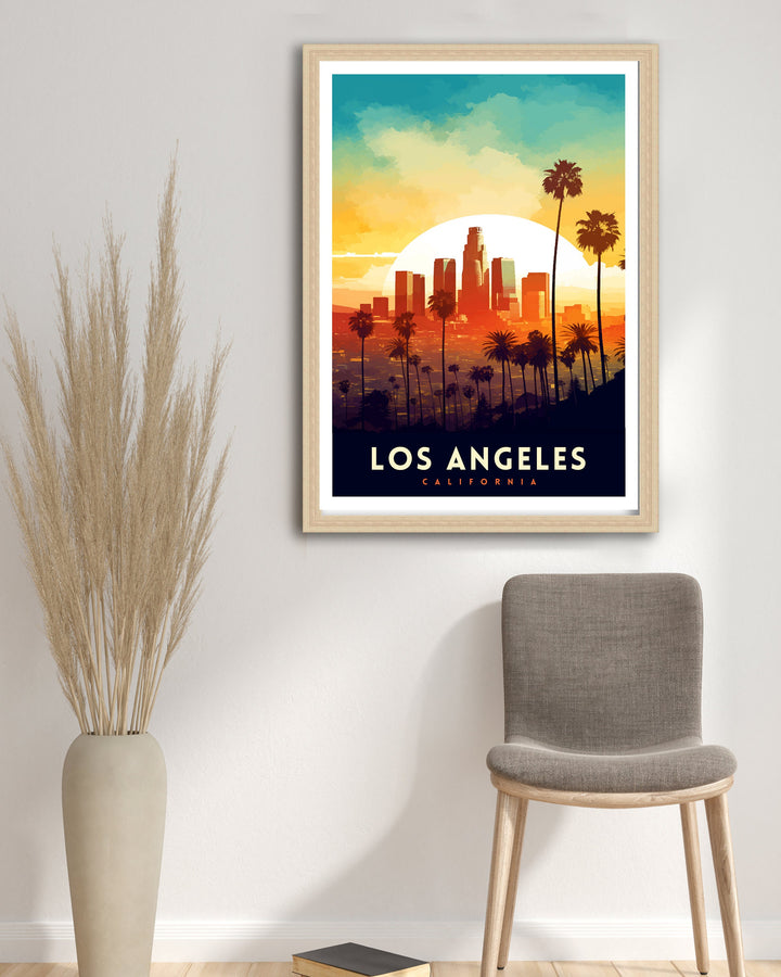 Los Angeles Travel Print| LA Wall Decor California Home Living Decor LA Illustration Travel Poster Gift for LA, California Home Decor