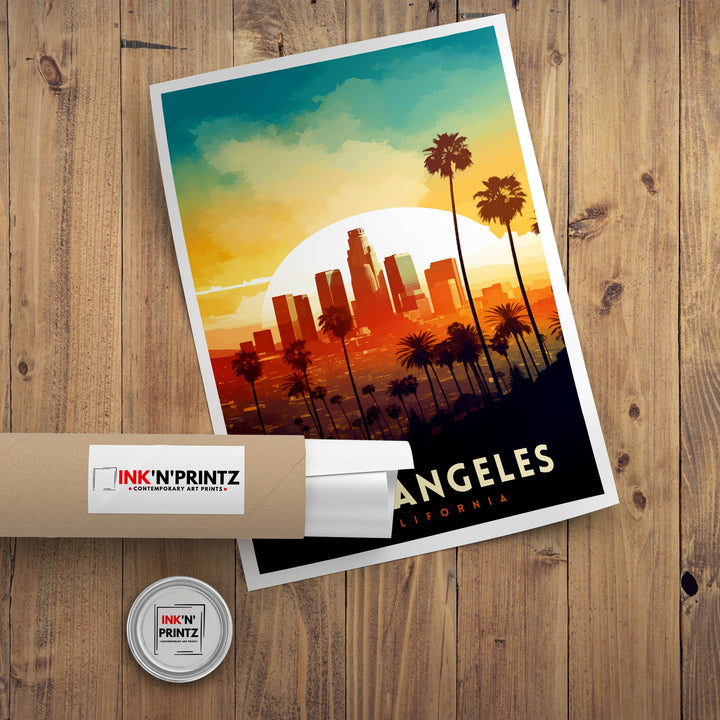 Los Angeles Travel Print| LA Wall Decor California Home Living Decor LA Illustration Travel Poster Gift for LA, California Home Decor