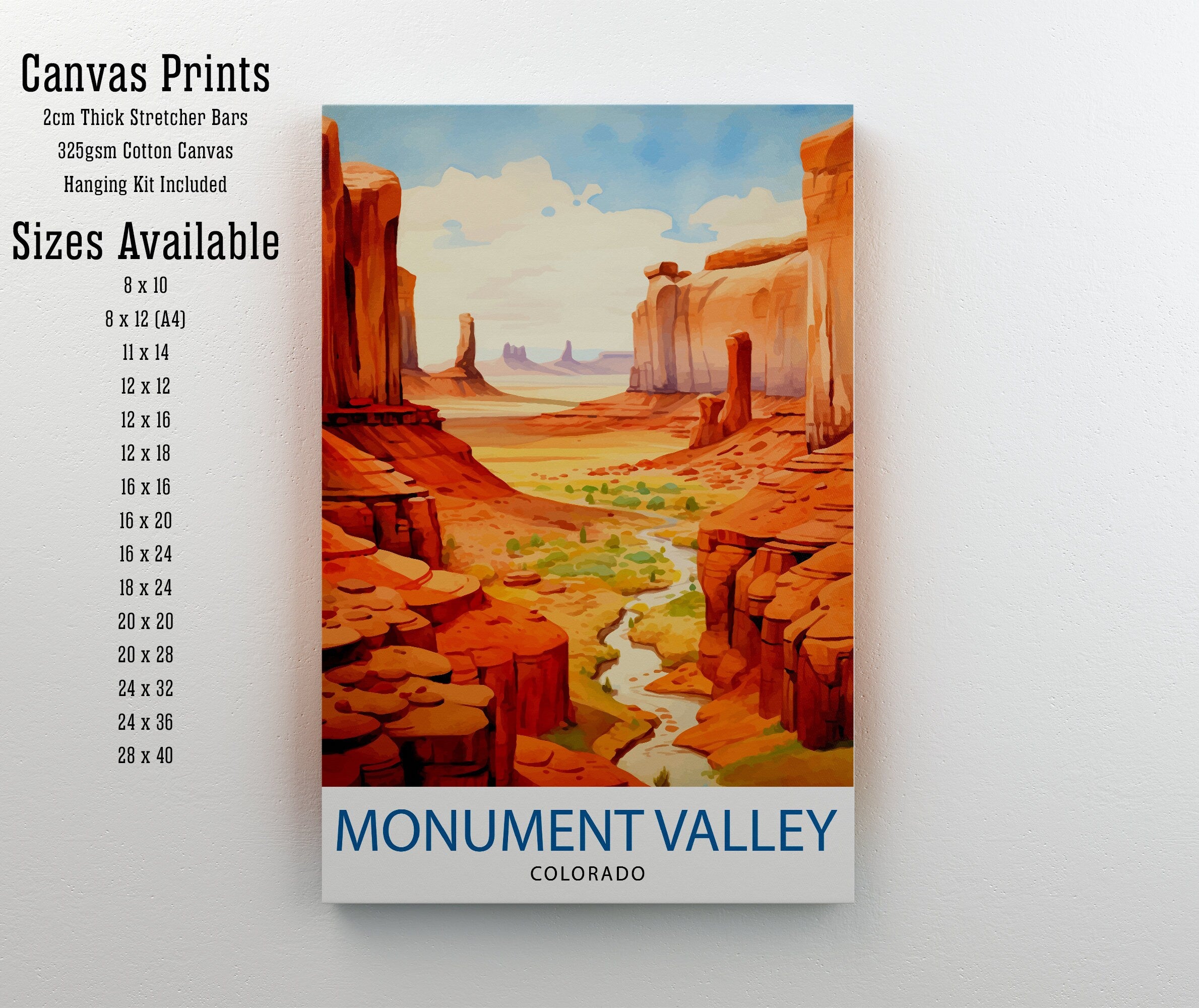 Monument Valley Print Iconic Desert Landscape Art American Southwest Poster Navajo Tribal Park Wall Decor Red Rock Formations Illustration