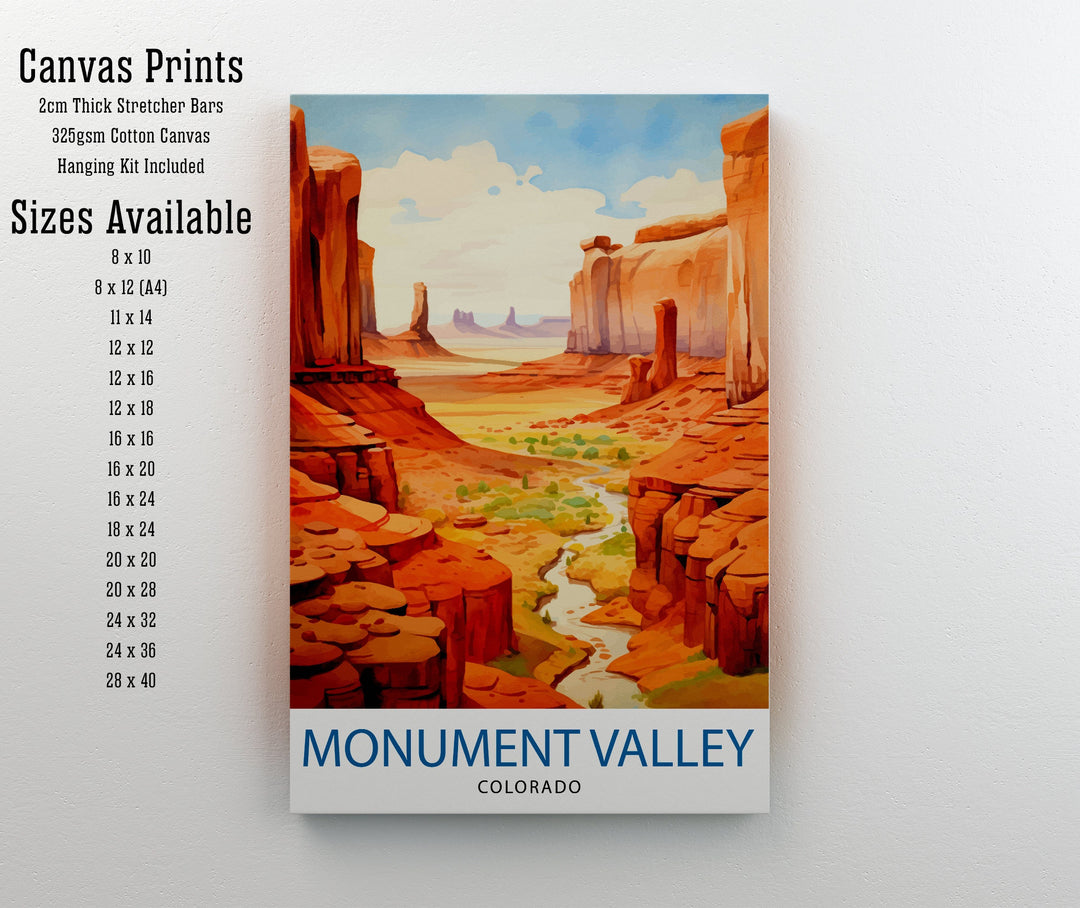 Monument Valley Print Iconic Desert Landscape Art American Southwest Poster Navajo Tribal Park Wall Decor Red Rock Formations Illustration