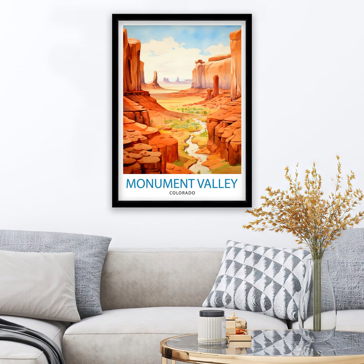 Monument Valley Print Iconic Desert Landscape Art American Southwest Poster Navajo Tribal Park Wall Decor Red Rock Formations Illustration