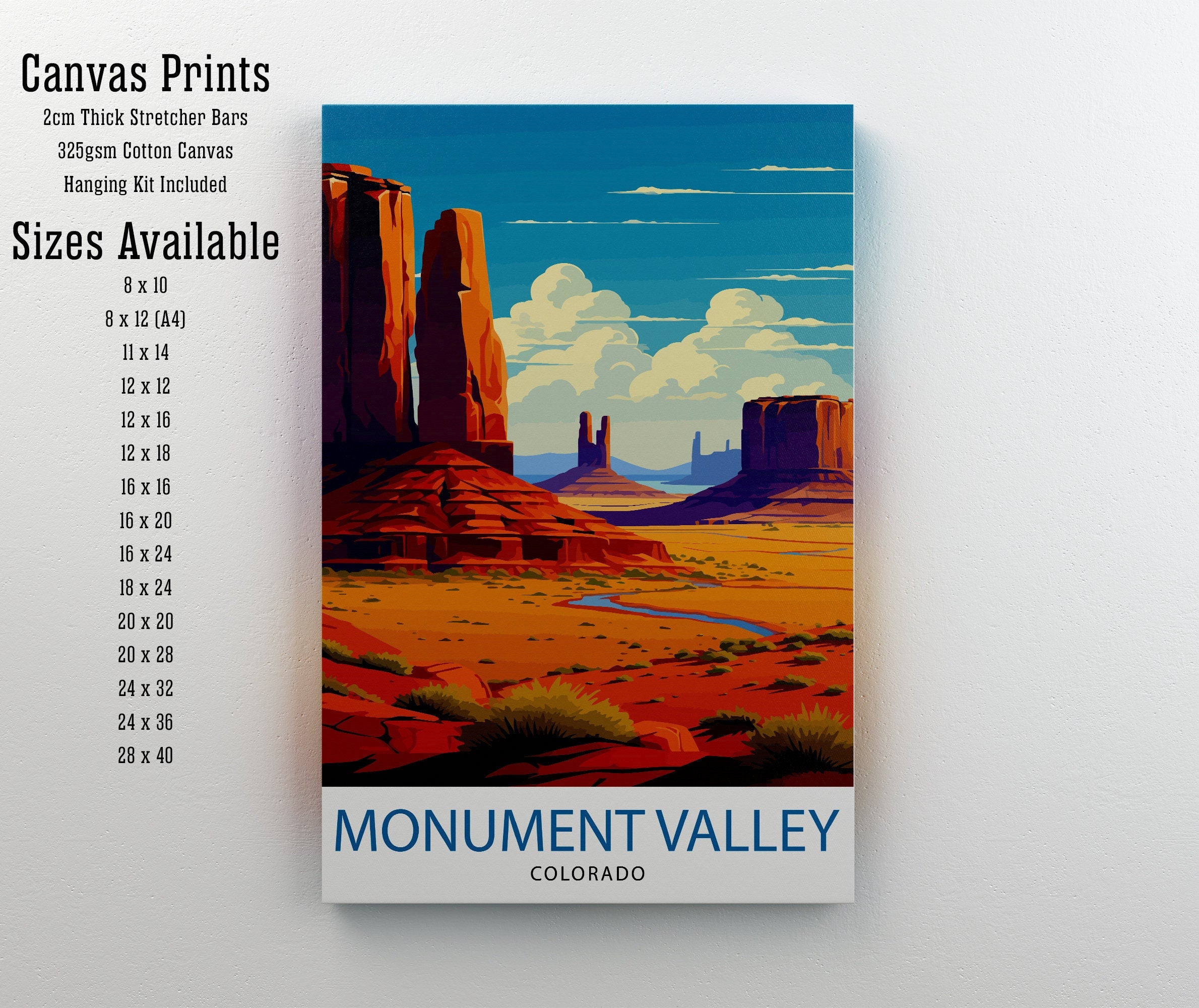 Monument Valley Print Iconic Desert Landscape Art American Southwest Poster Navajo Tribal Park Wall Decor Red Rock Formations Illustration