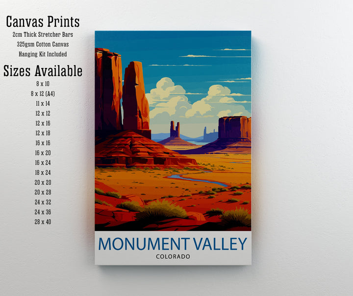 Monument Valley Print Iconic Desert Landscape Art American Southwest Poster Navajo Tribal Park Wall Decor Red Rock Formations Illustration