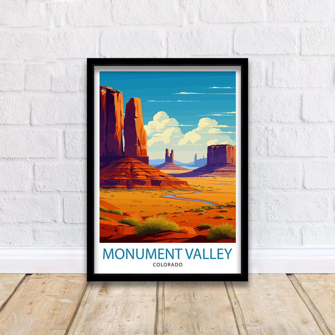 Monument Valley Print Iconic Desert Landscape Art American Southwest Poster Navajo Tribal Park Wall Decor Red Rock Formations Illustration