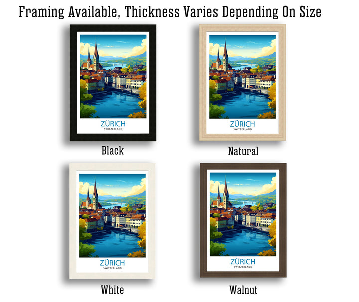 Zurich Switzerland Travel Print Zurich Wall Decor Zurich Home Living Decor Zurich Illustration Travel Poster Gift For Zurich Switzerland