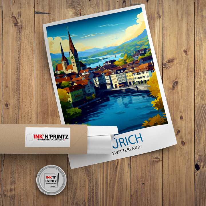 Zurich Switzerland Travel Print Zurich Wall Decor Zurich Home Living Decor Zurich Illustration Travel Poster Gift For Zurich Switzerland