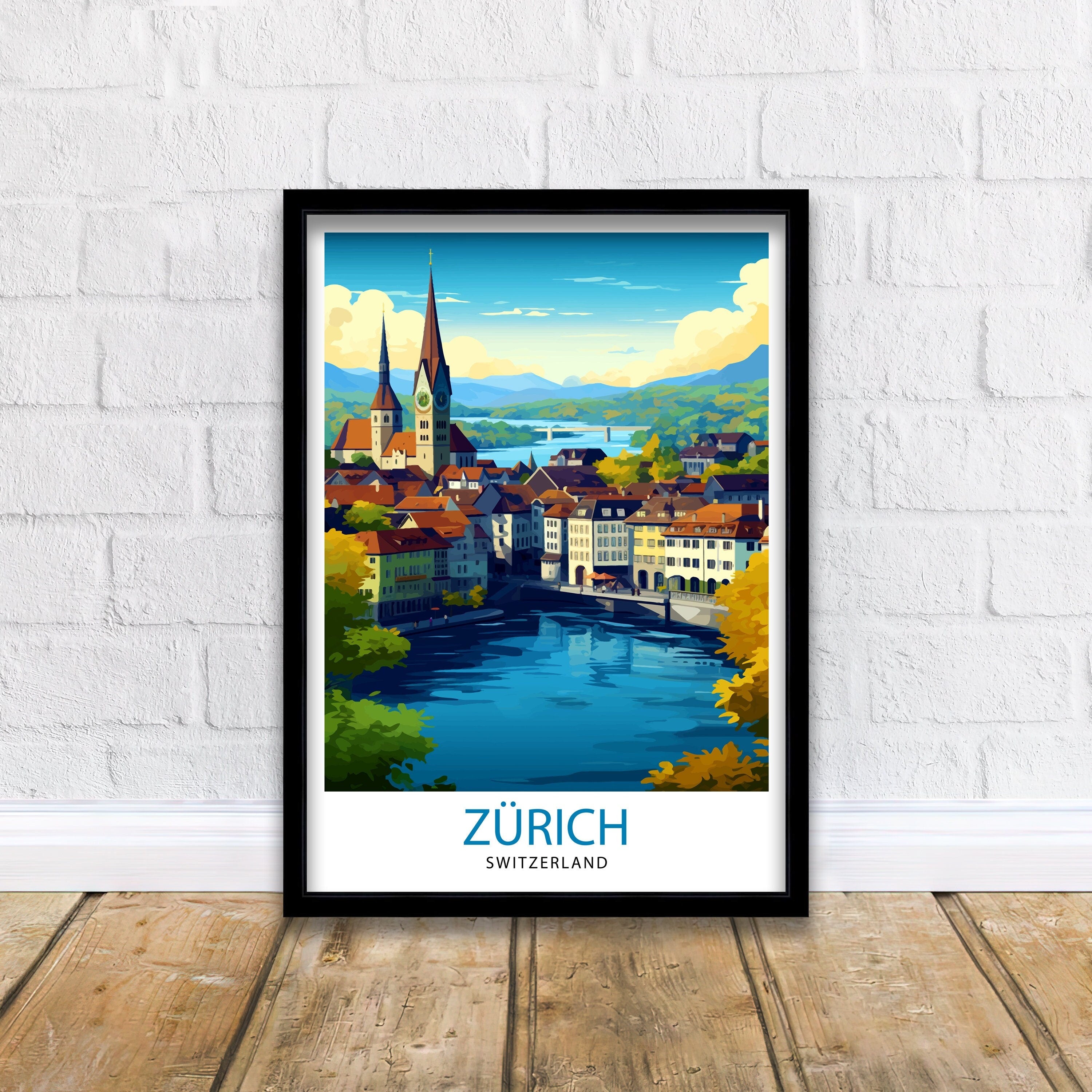 Zurich Switzerland Travel Print Zurich Wall Decor Zurich Home Living Decor Zurich Illustration Travel Poster Gift For Zurich Switzerland