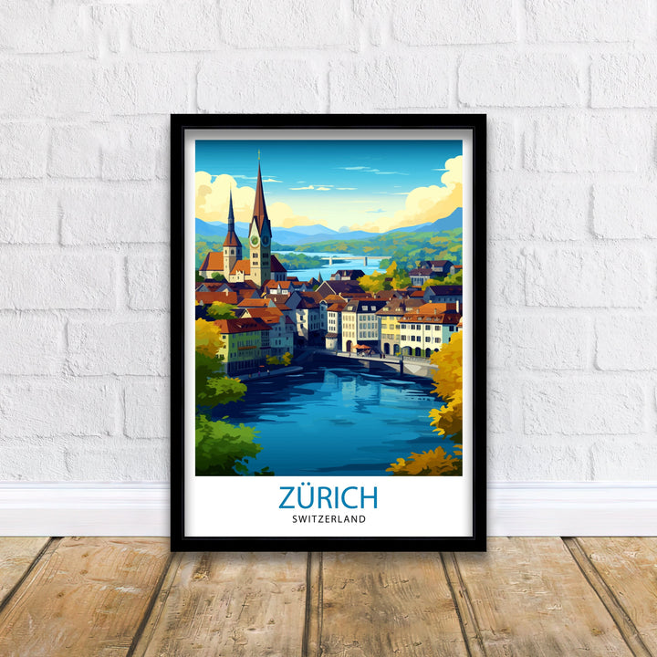 Zurich Switzerland Travel Print Zurich Wall Decor Zurich Home Living Decor Zurich Illustration Travel Poster Gift For Zurich Switzerland