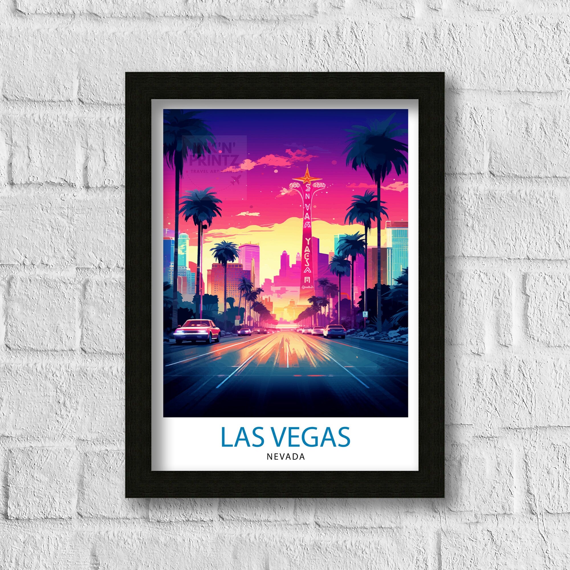 Las Vegas Travel Print| Las Vegas Wall Art Las Vegas Poster Las Vegas Illustration Las Vegas Nevada Travel Poster Las Vegas Souvenir