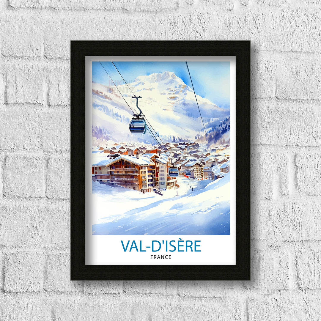 Val d Isere Travel Print French Ski Paradise Wall Decor Val dIsere Poster Alpine Resort France Snow Landscape Art Ski Lovers Gift Idea
