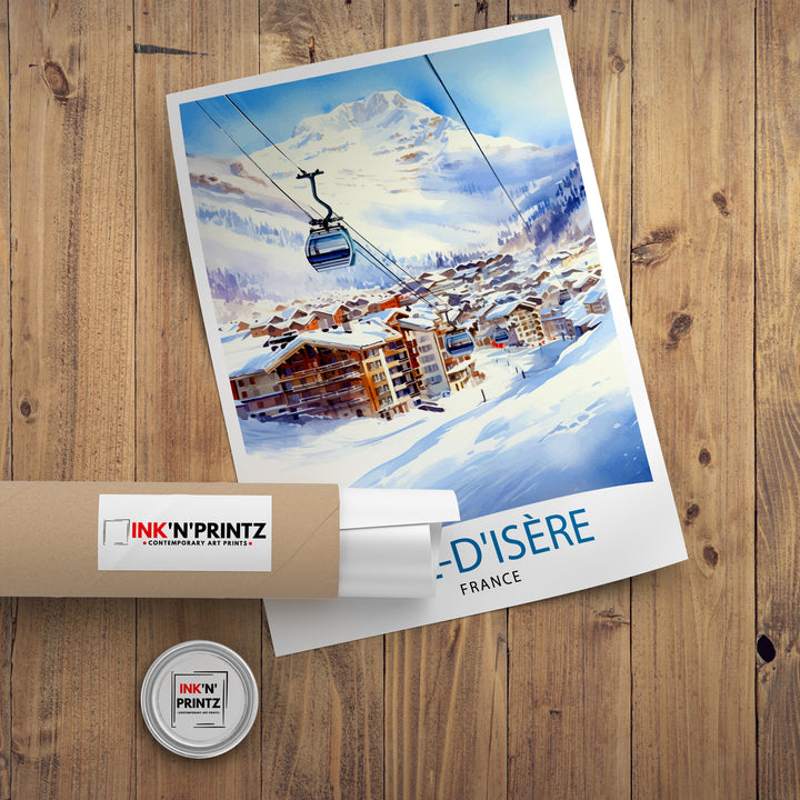 Val d Isere Travel Print French Ski Paradise Wall Decor Val dIsere Poster Alpine Resort France Snow Landscape Art Ski Lovers Gift Idea